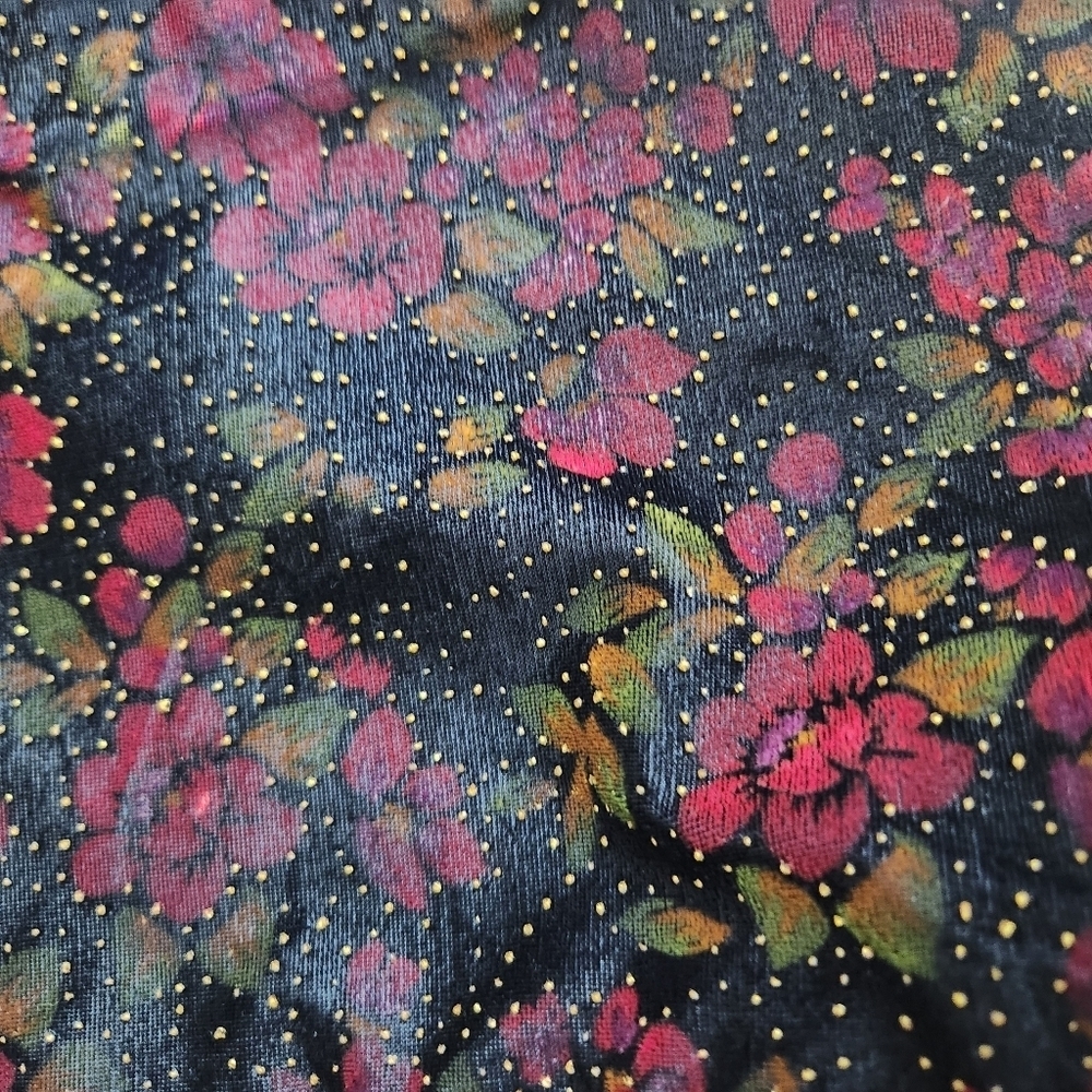 VTG Velvet Statement Jacket Floral Sparkle Black Size M - Picture 7 of 13